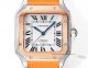 Replica Cartier Santos Rose Gold Bezel Orange Leather Strap Couple Watch (2)_th.jpg